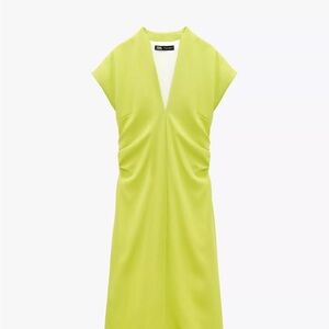 Zara Women's Bright Lime Midi Dress